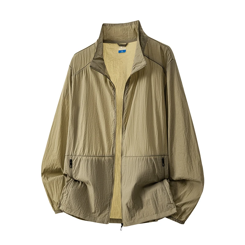 2026 Men's Outdoor Sun Protection Skin Jacket UPF50+ Lightweight Quick Dry Windbreaker with Pockets Casual Streetwear for Hiking