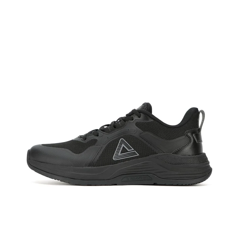 PEAK Zapatillas de running de caña baja para hombre, negras, con entresuela Taichi de longitud completa, modelo Long Wear 2.0