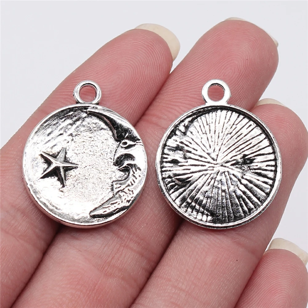 

Wholesale 100pcs/bag 23x23mm Moon Stars Pendant Charm For Jewelry Making DIY Jewelry Findings Jewelry Accessories