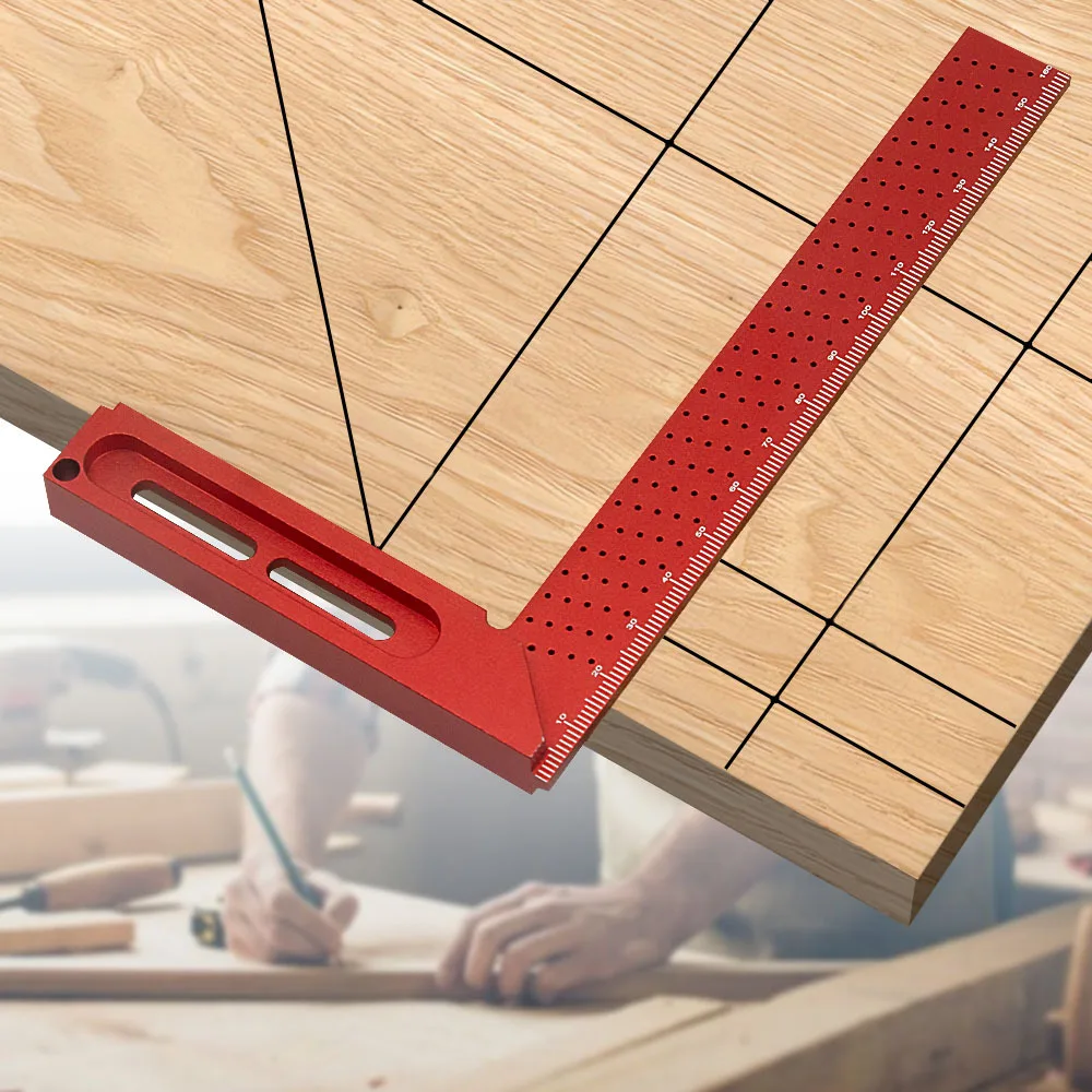 160MM Precision Square Scribing Marking Gauge, Aluminum Height Gauge Woodworking Cross Calibration Hole Ruler Measurement Tools