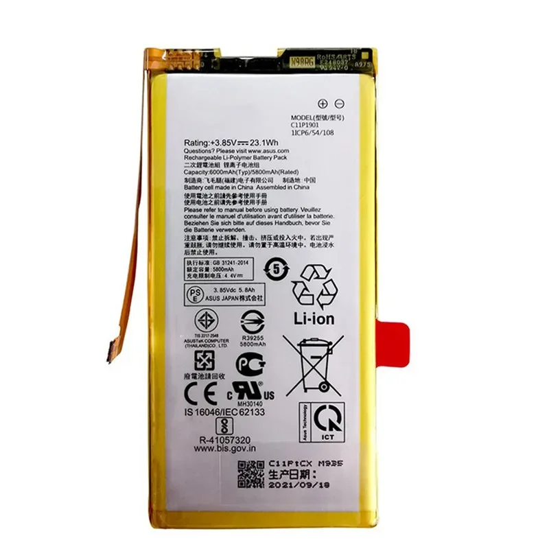 100% Original High Capacity 6000mAh C11P1901 ZS660KL I001DB Phone Battery For ASUS ROG 2 Game Phone Batteries Bateria +Tools