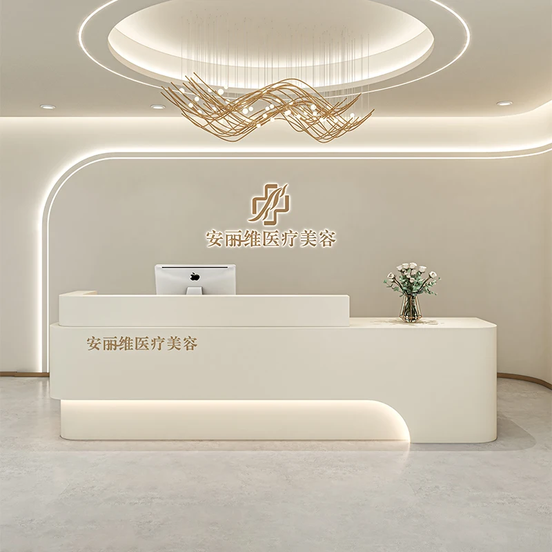 الخروج مكتب الاستقبال مكتب الاستقبال صالون تجميل U شكل مكاتب الاستقبال الكلاسيكية الحديثة عيادة Mostrador أثاث الاستقبال