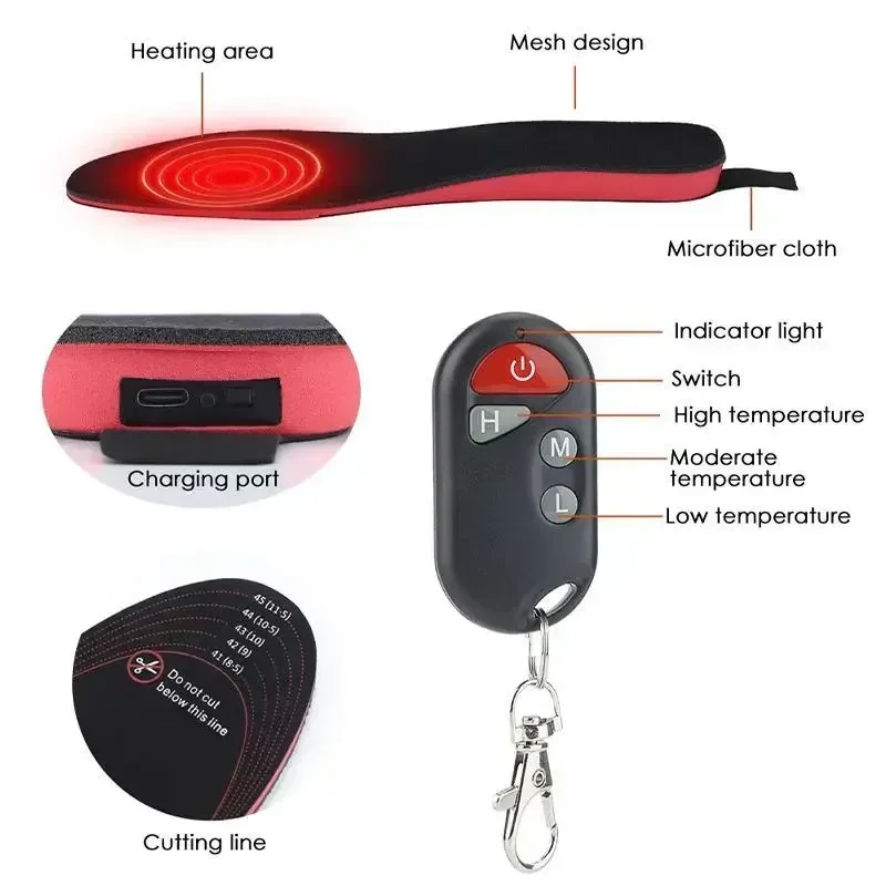 USB Heated Shoe Insoles Feet Warm Sock Pad Mat 3 Speed Wireless Temperature Electrically Heating Insoles Warm Thermal Insoles