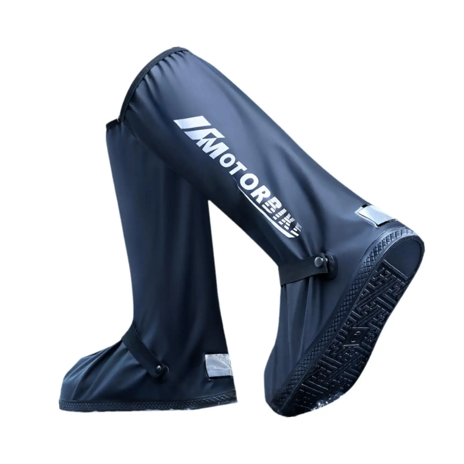Non Slip Waterproof Rain Shoe Covers with Rear Zipper Reflective Design Reusable PVC Boot Protectors for Camping Hiking Fishing