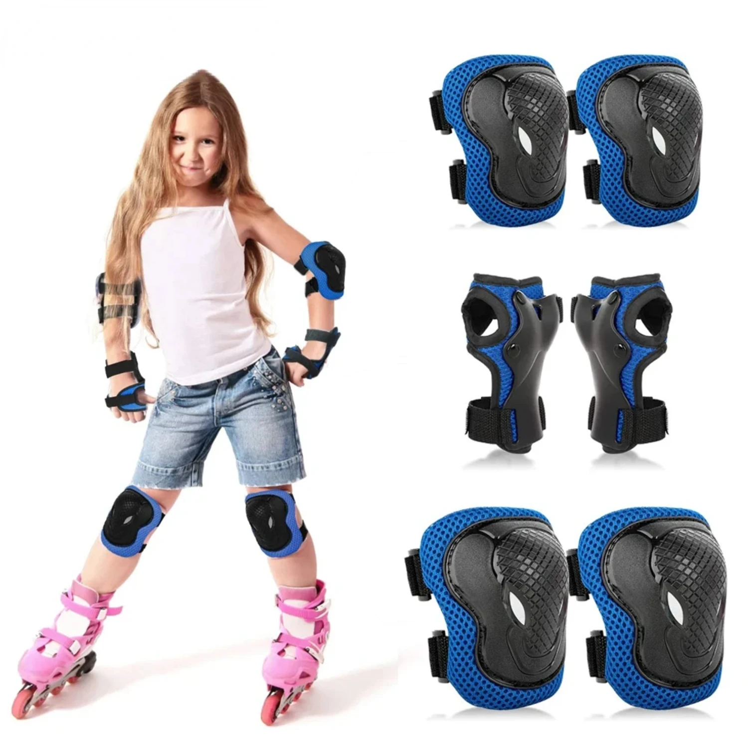 Sports Protective Gear Sets, Knee Pads & Elbow Pads Wrist Guards,3~12yrs Girls Boys Cycling Skating Skateboard Bike Scooter