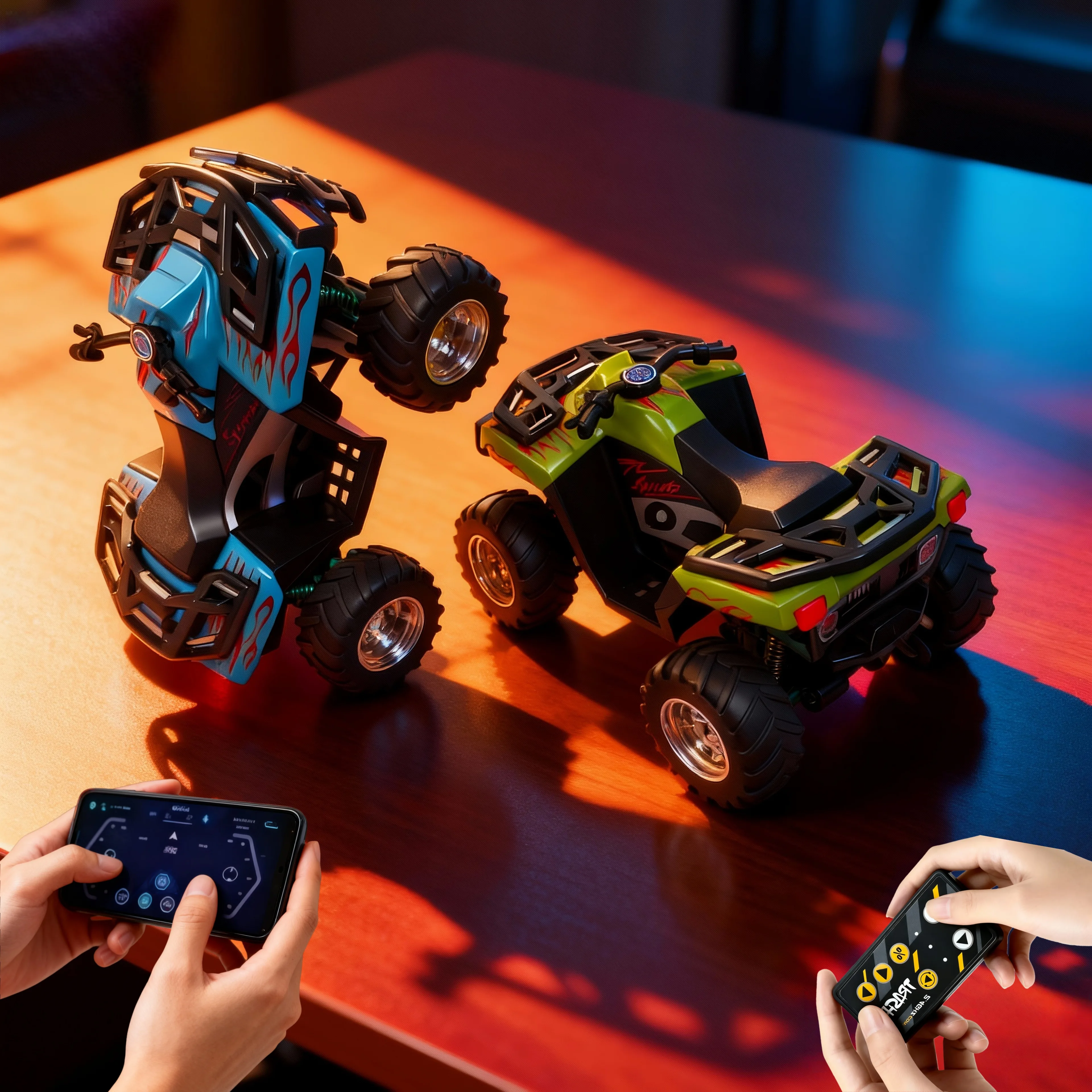 Brinquedo de motocicleta de praia com controle remoto de metal em escala 1:64 com luzes piscantes de som realista de 3 velocidades recarregável por USB 2,4 GHz