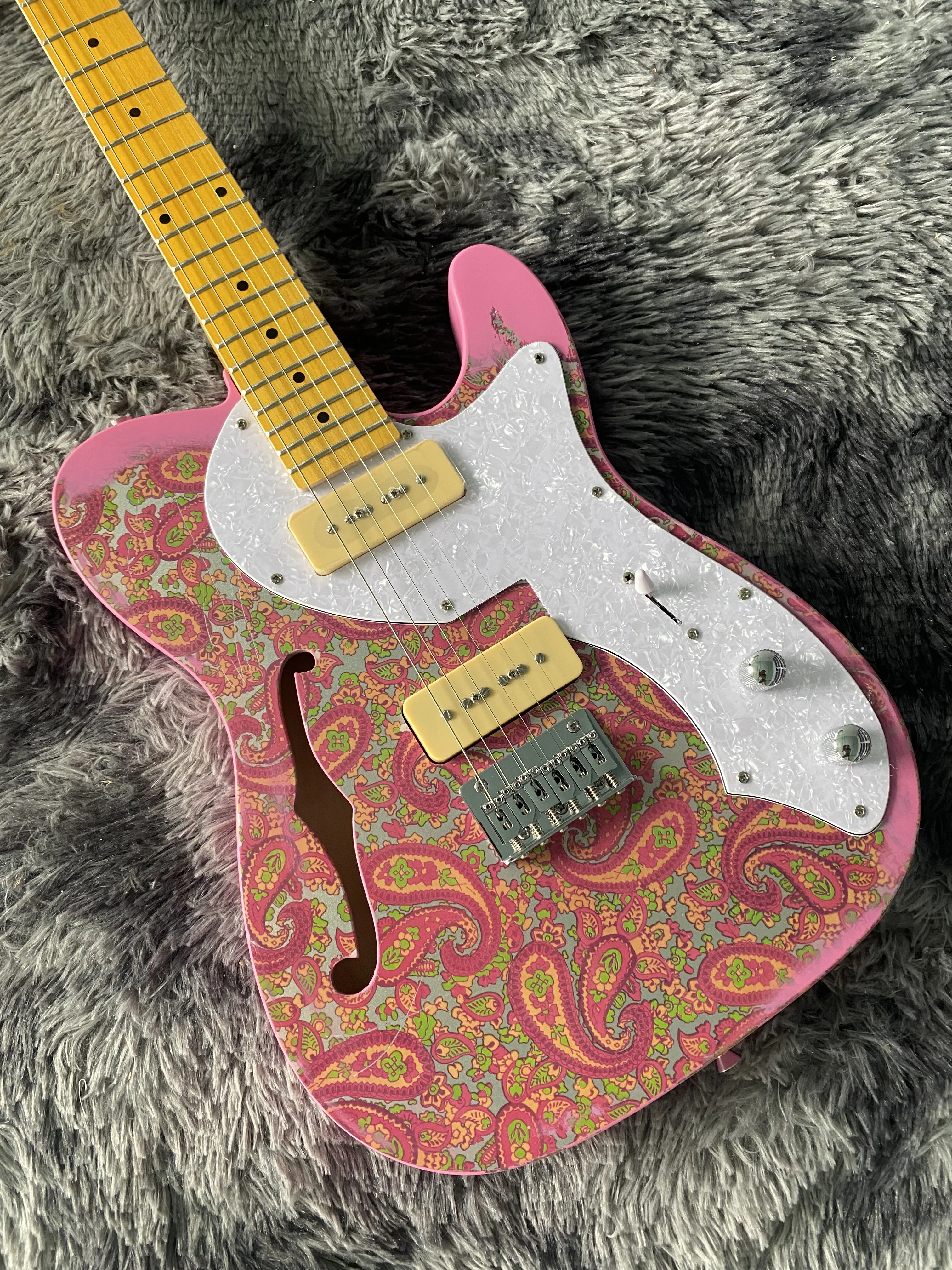 Chinese Electric Guitar T L Pink Color Painsley Hand Made Old High Quality