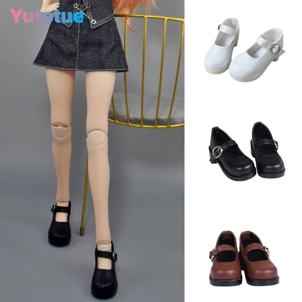 รองเท้าตุ๊กตา Yutotue 1 คู่ สำหรับตุ๊กตา BJD ขนาด 1/3 ความยาว 60 ซม. ของเล่น DIY รองเท้าหนัง PU ความยาวประมาณ 7.5 ซม.