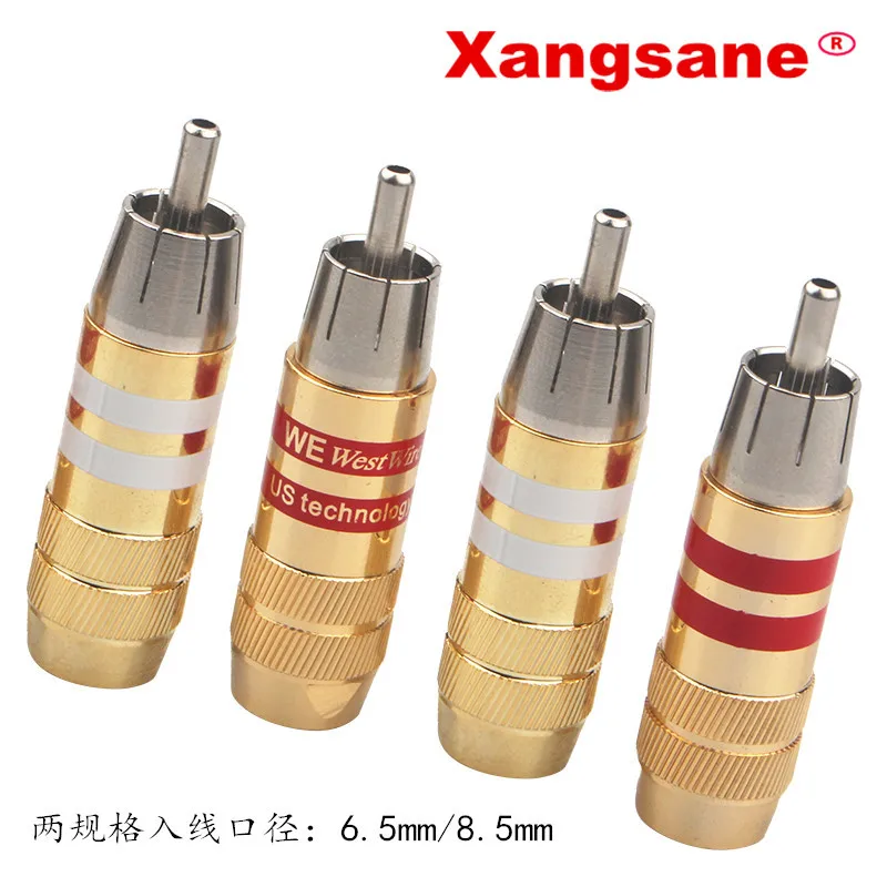Xangsane/Elephant God pure copper gold-plated RCA plug 6.5mm/8.5mm signal cable plug Lotus DIY terminal