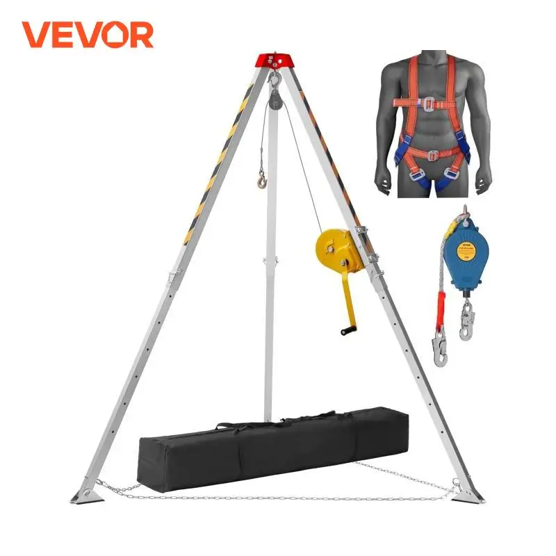 VEVOR 1800/2600 lbs Confined Space Tripod Kit Winch Confined Space Rescue Tripod Fall Protection For Traditional Confined Spaces