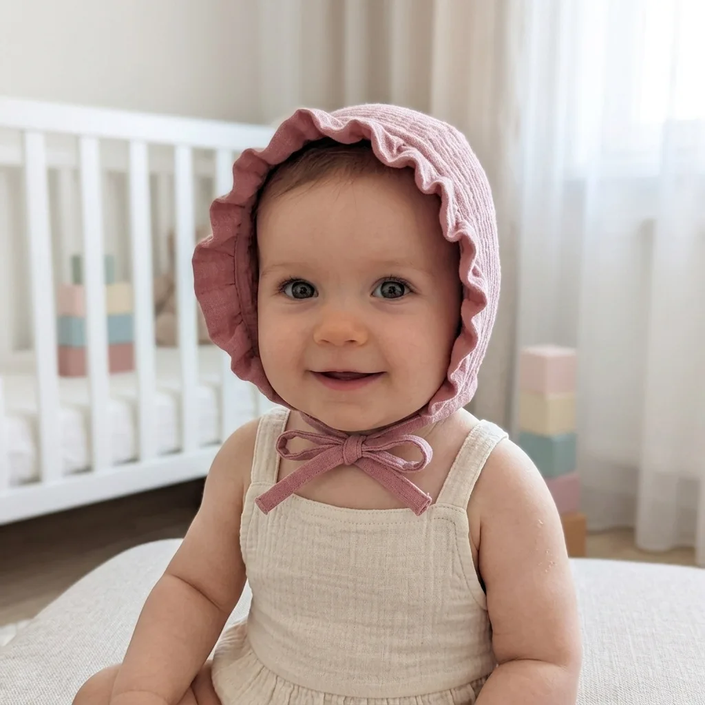 Bonnet en mousseline douce pour bébé, chapeau à volants pour bébé fille, chapeau de soleil vintage pour nouveau-né, accessoires de photographie, accessoires pour nourrissons et tout-petits, 1 pièce