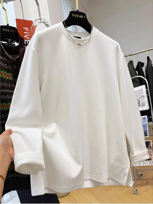 

plus Size Women's Long Sve Fce T-irt Loose Fit Comfortable Korean Sle Casual Wear for plus Size Girls Autumn Winter