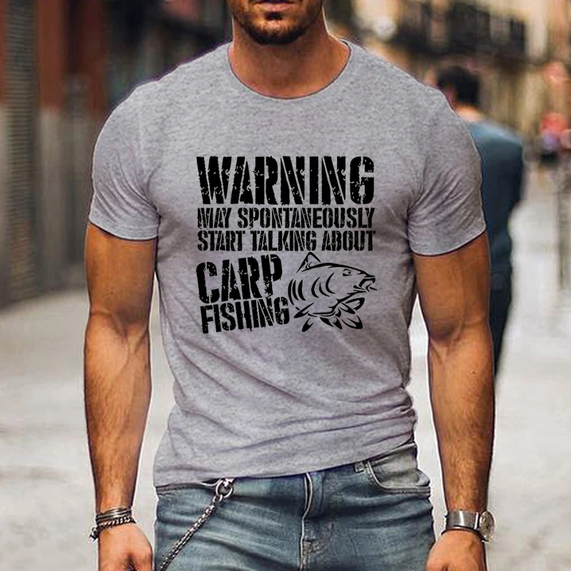 Fashion Men T-shirt Funny Carp Fishing Print Men Tshirts O-neck Men Shirts Hip Hop Streetwear Mens Oversized T-shirt Male Tees