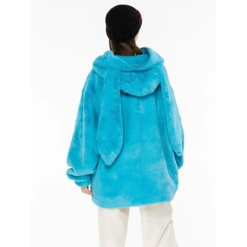 Puffer Jacket Women Faux Fur Thick Coats Rabbits Sweet Foe Women Winte Autumn Sweaters