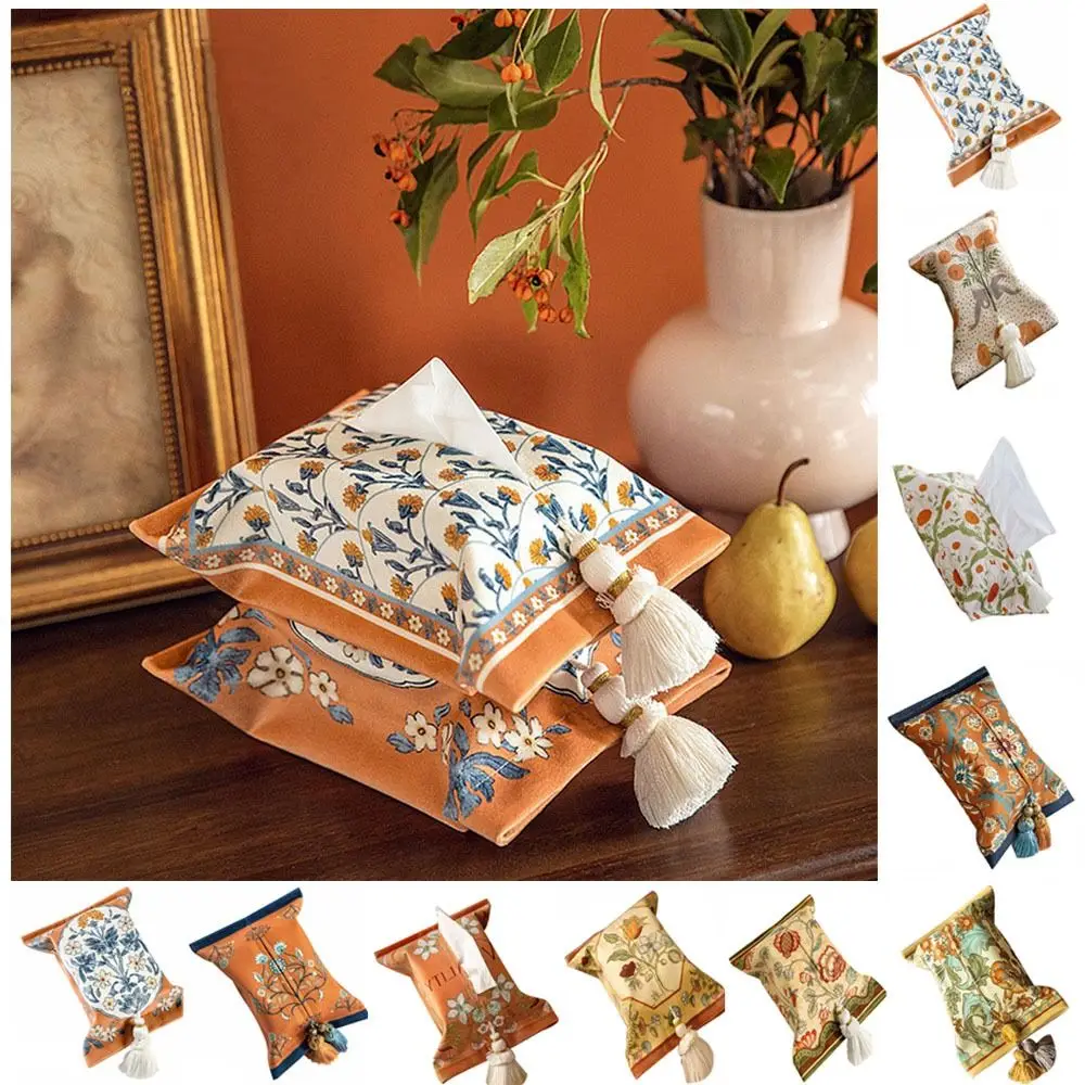 

Vintage 18x24cm Short Plush Tissue Bag American Rectangle Tissue Box Holder Reusable Cotton Tassels Napkin Paper Box Bathroom