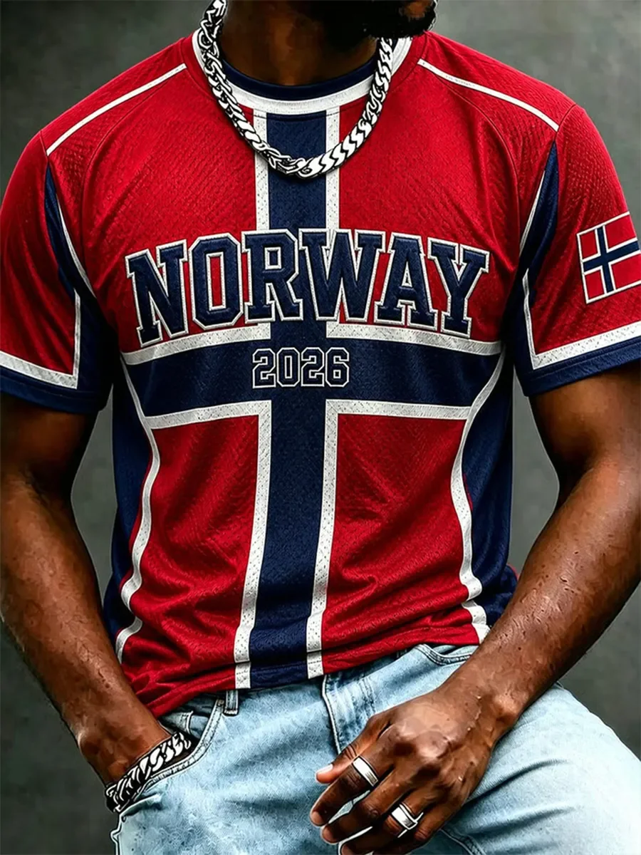2026 Edition Norwegian Fans Football Training T-Shirt - 3D Digital Printing - Comfortable and Breathable - Family Clothing