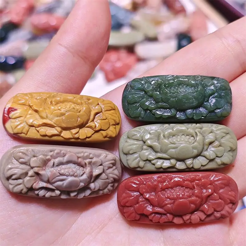 Natural Alxa Agate Lotus Mini Carving Witchcraft Ornaments Home Decoration Accessories Room Decor Gift 1PCS