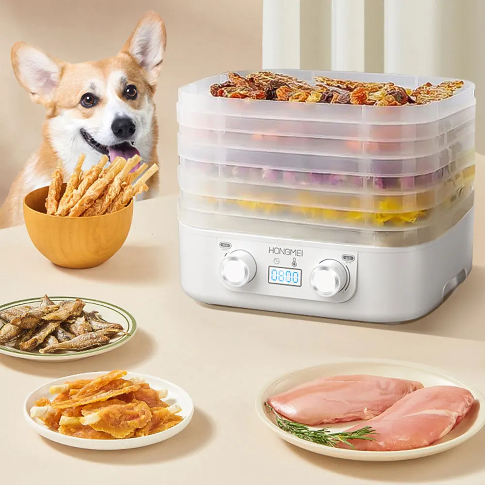 5-Layer Pet Snack Drying Machine Temperature Adjustable Vegetable Meat Dehydrator Multifunctional for Fruits Veggies Meats