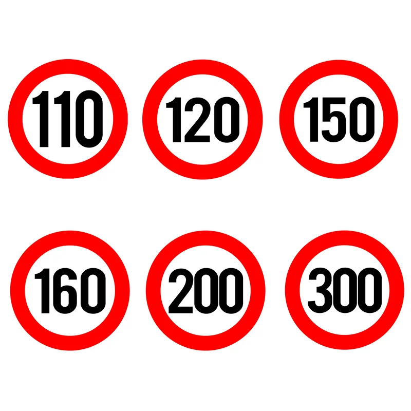 A0202# Speed Limit (110/120/150/160/200/300 km), Ø 16 cm Self-adhesive Decal Car Sticker Waterproof Auto Decors