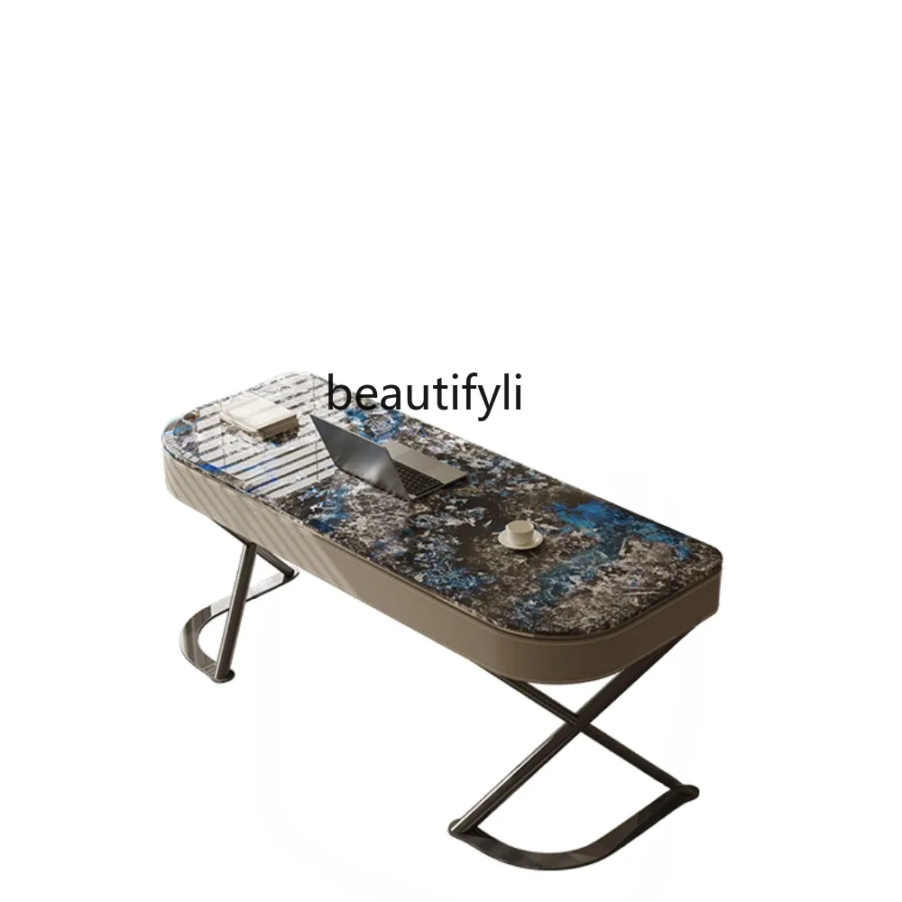 

02Натуральный стол из суперхрустального камня, современный минималистичный высококачественный стол для учебы, стойка регистрации