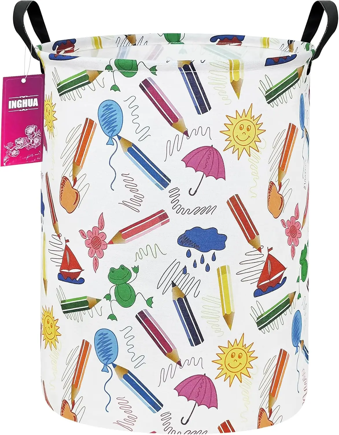 

Hamper Large Canvas Fabric Lightweight Storage Basket/Toy Organizer/Dirty Clothes Collapsible Waterproof for College Dorms, Boys