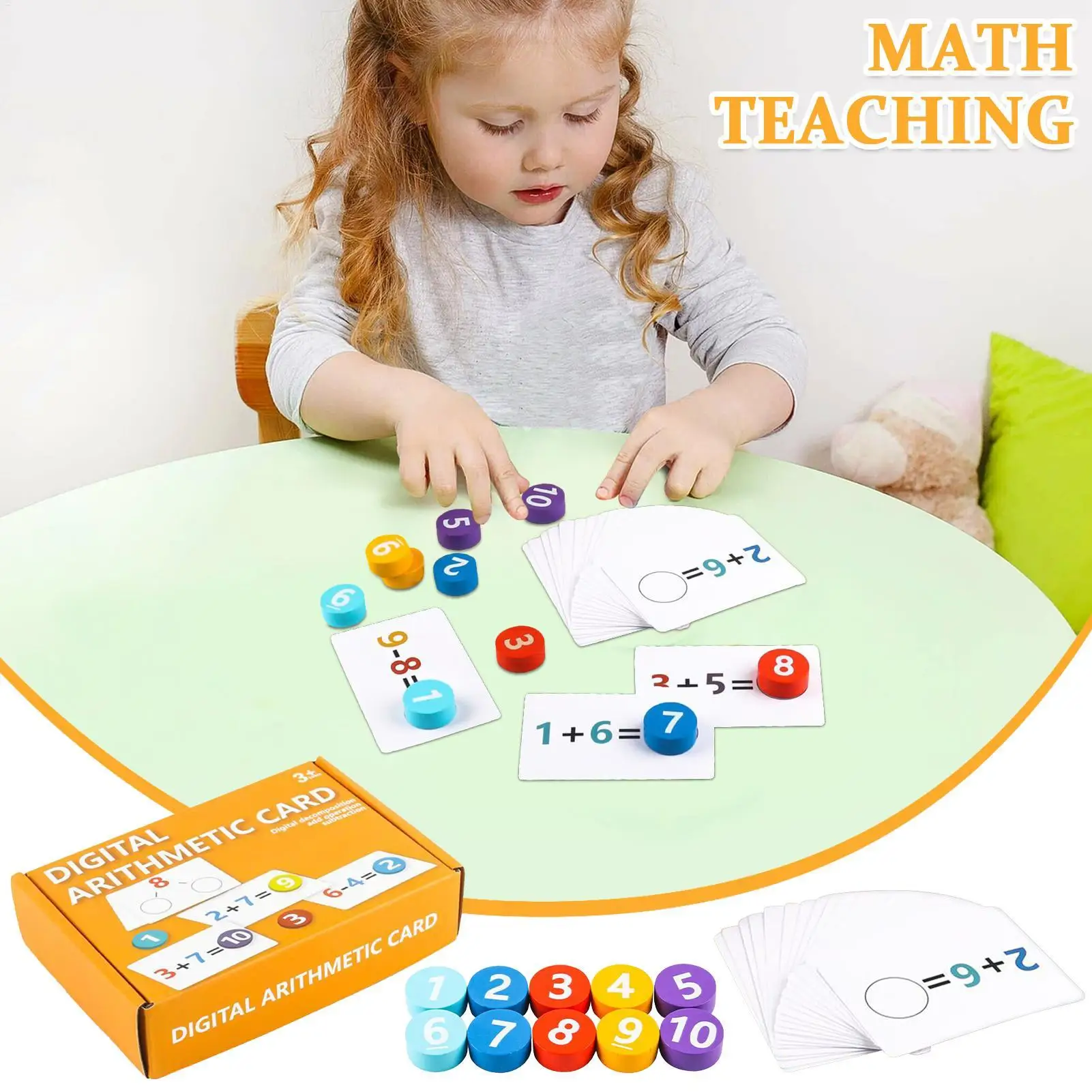 Juguetes interactivos de matemáticas, tarjetas educativas de aprendizaje de conteo y resta para guardería, hogar, escuela, aula, niños y niñas
