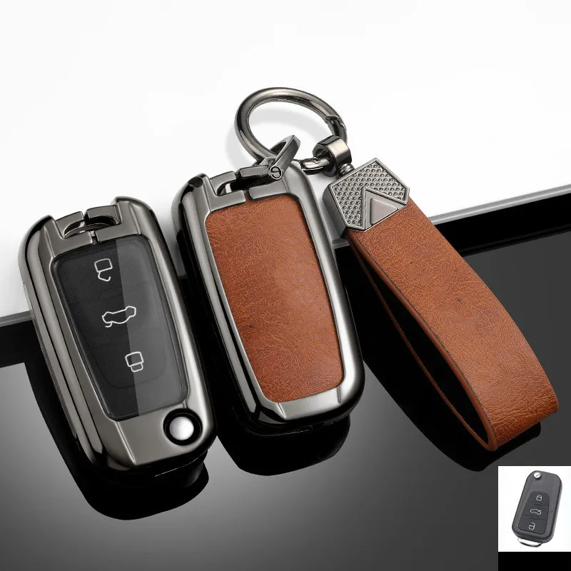 Leather Rope Zinc Alloy Remote Key Case Full Cover For MG GS GT MG5 MG7 Roewe 350 360 750 W5 Protective Shell Car Accessories