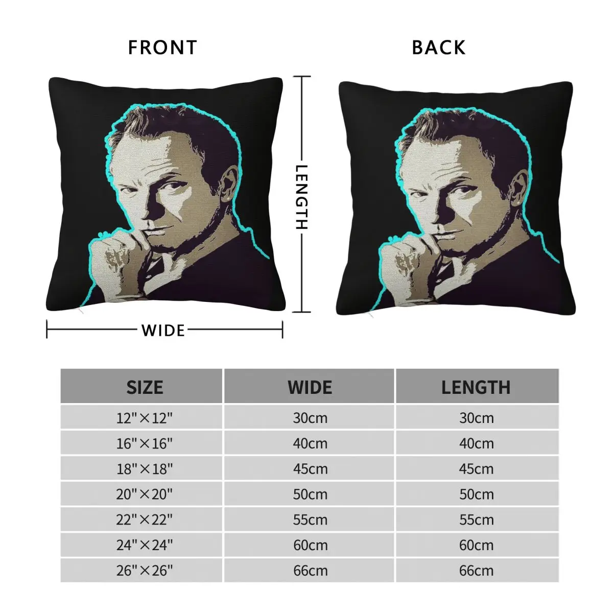 Sting Singer Pillowcase Polyester Linen Velvet Pattern Zip Decorative Throw Pillow Case Sofa Seater Cushion Cover