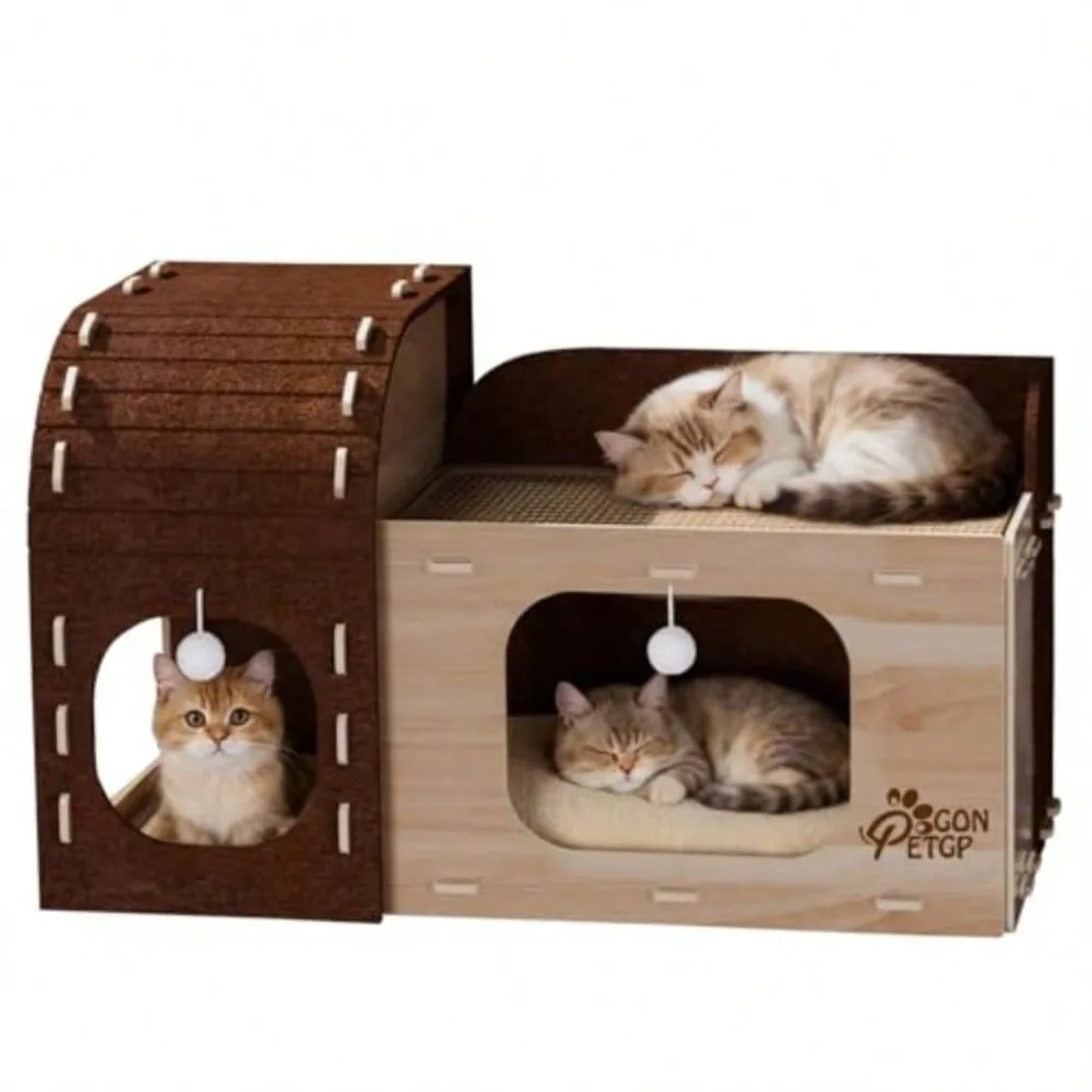 

Large Cat Beds For Indoor Cats,For Multiple And Large Kitties Foldable Cat Houses Hideaway Condo