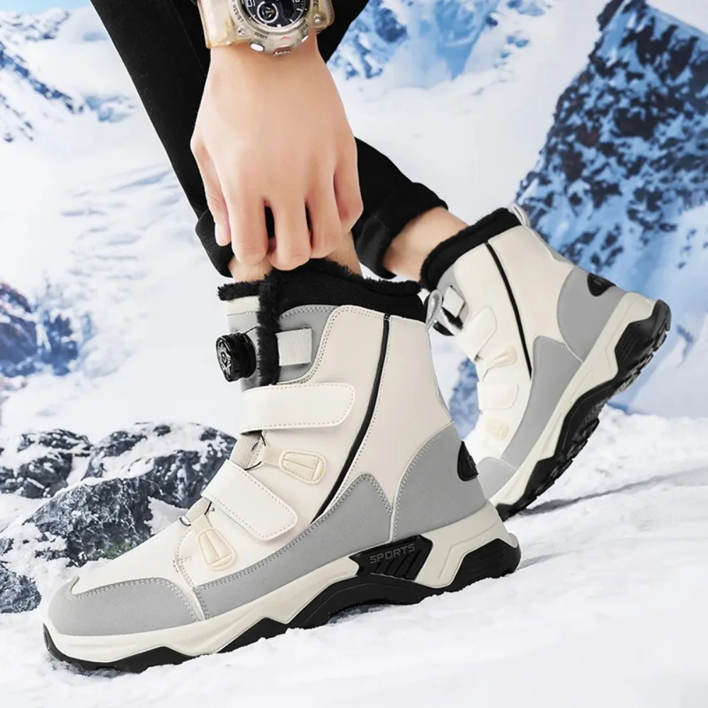 

Autumn Winter Men's Boots High Top Couple Snow Boots Anti Slip Platform Comfortable Men Shoes Plush Warm Large Size Waterproof