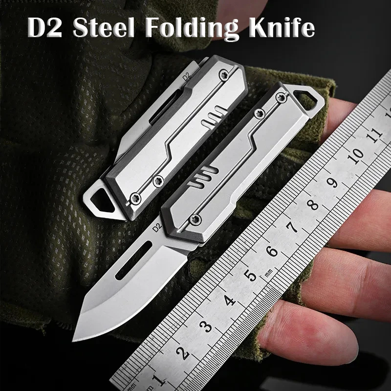 D2 Blade Folding Knife Quickly Open Mini Pocket Knife High Hardness Handle EDC Outdoor Hunting Equipment Letter Survival Tool