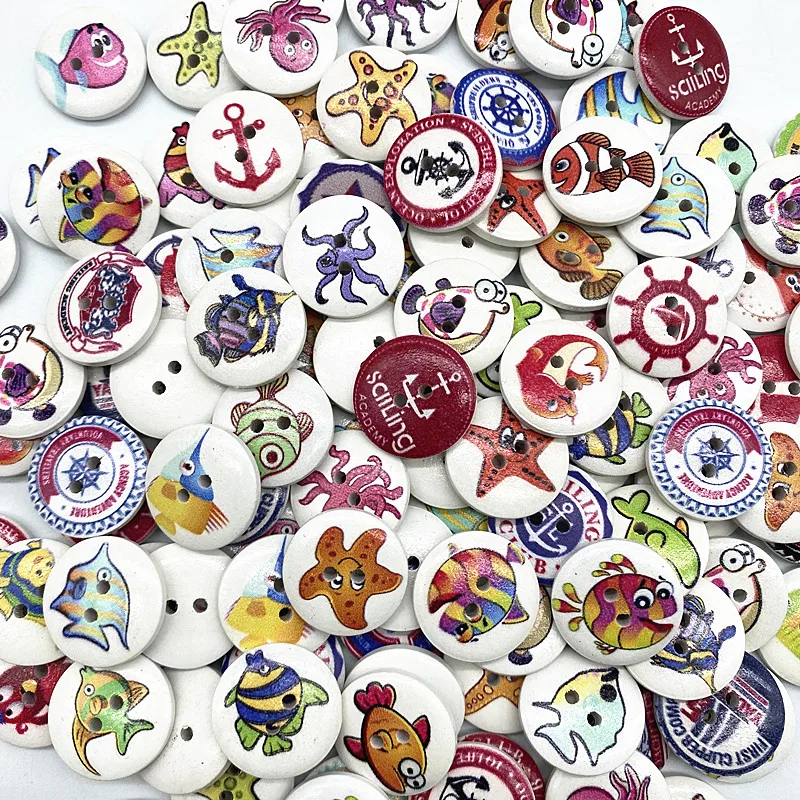 جديد 20 قطعة 20 مللي متر مجموعة متنوعة من أزرار خشبية دائرية الكرتون يبتسم الوجه أزرار للزينة الزفاف الخياطة اكسسوارات #4