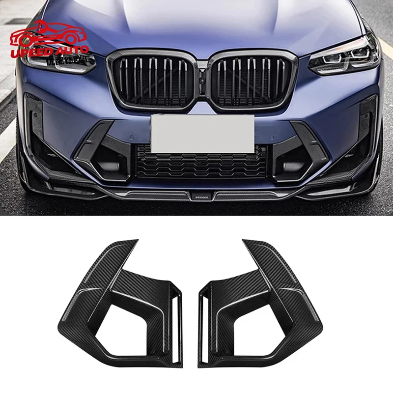 

Suitable for 2022+ BMW X3M F97 Dry Carbon Fiber Car Front Bumper Air Vent Cover Trim Mesh Grill Wind Knife Body Kit