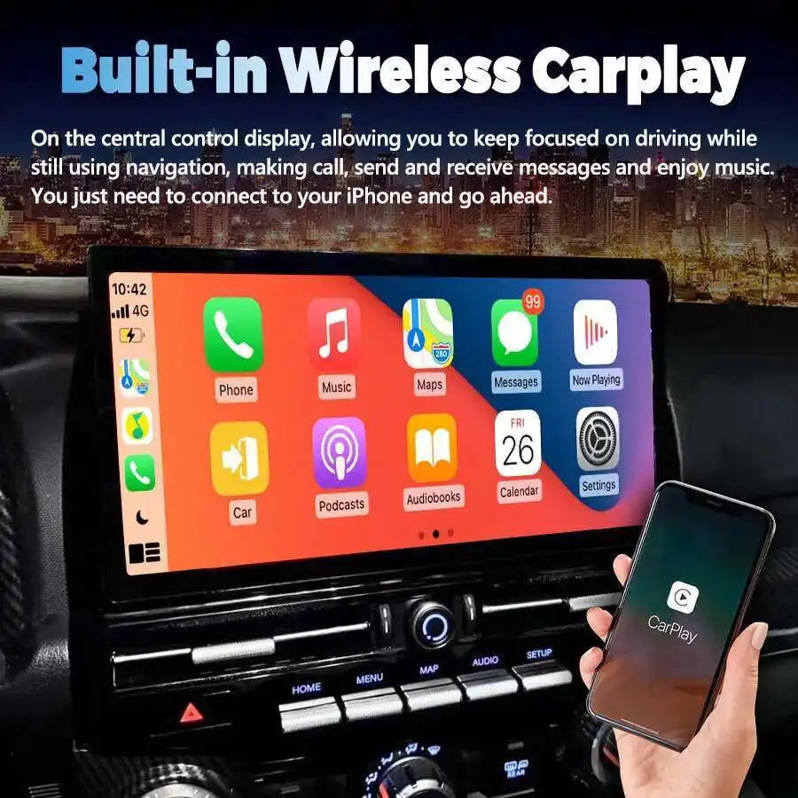 13.3 بوصة Carplay راديو السيارة لتويوتا 4 عداء 2009-2022 أندرويد 13 شاشة تعمل باللمس مشغل وسائط متعددة لتحديد المواقع والملاحة ستيريو 4G WIFI