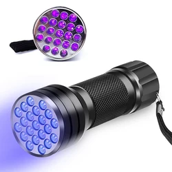 Detecção UV Lanterna para Pet urina manchas, Tocha lâmpada preta, Luz UV, 395-400nm, 21LED