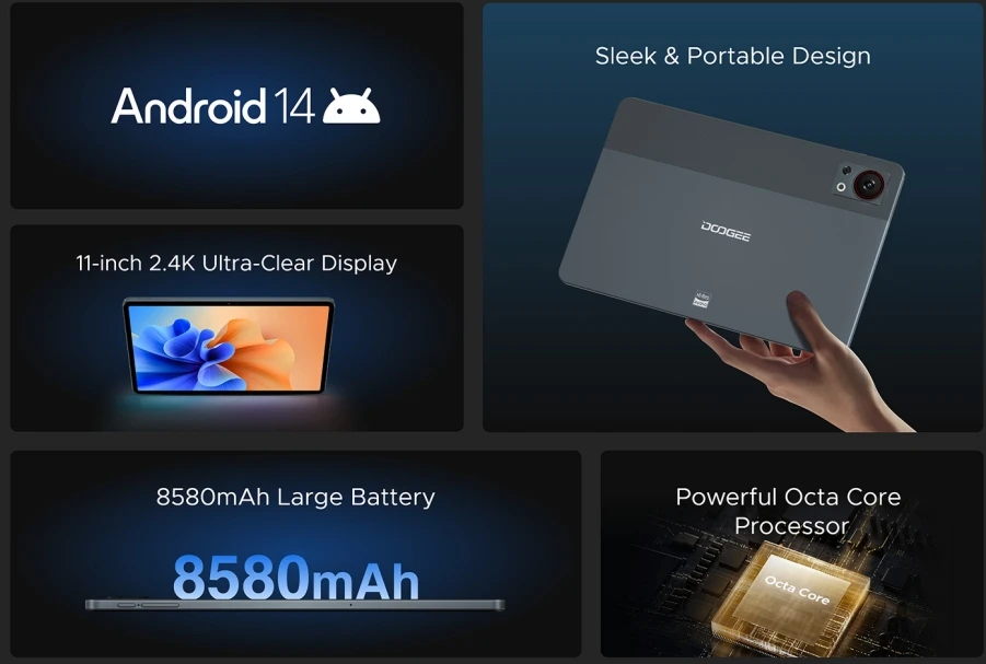 DOOGEE T30 SE CPU T606 120Hz 11 inch cost-effective 4G calling tablet 9GB RAM 128GB ROM