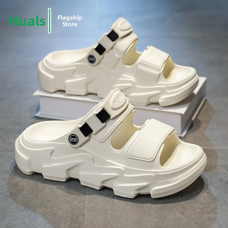 Men's Summer Outdoor Sports Beach Slippers Anti-Slip Soft Bottom Driving Dual-Purpose Sandals Casual Outdoor Sandals