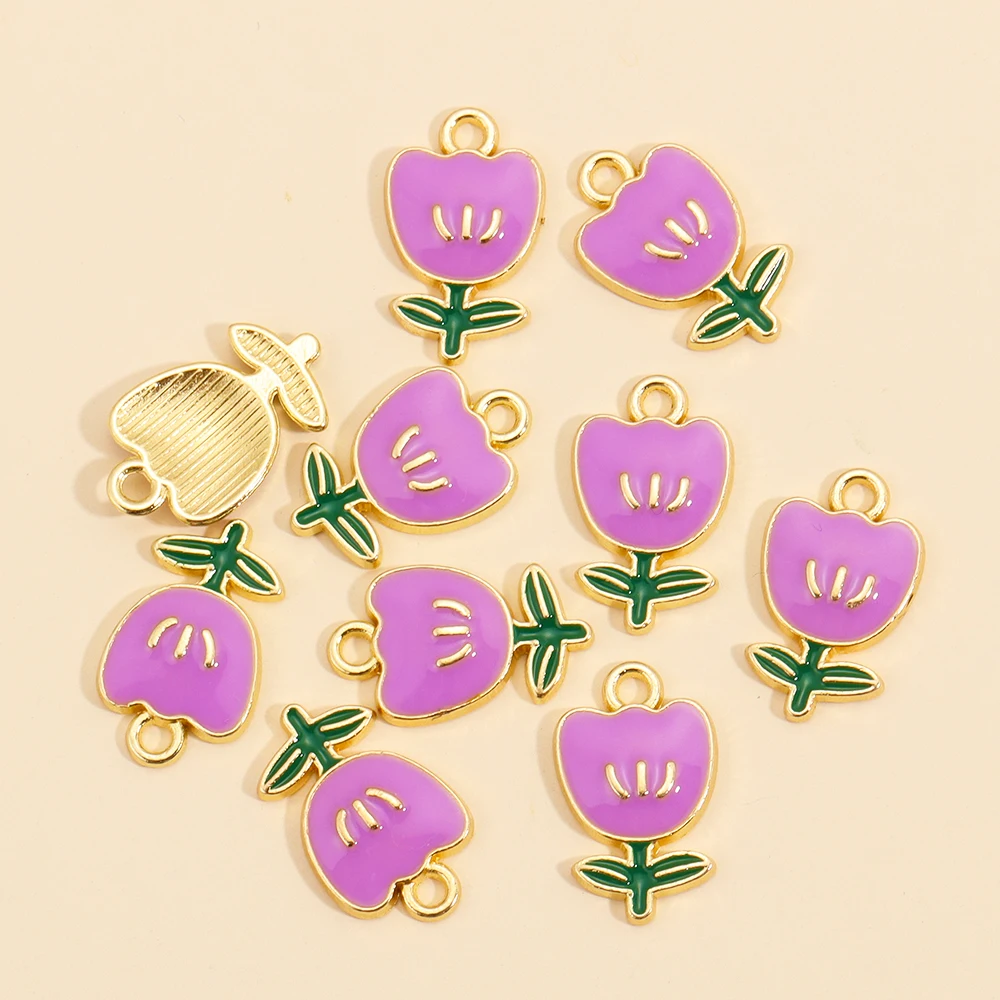 10 Stück 4 Farben Rose Blumen Emaille Charm Anhänger für Schmuckherstellung Diy Zubehör Süße romantische Halskette Ohrringe Schmuck Geschenk – Detail 9