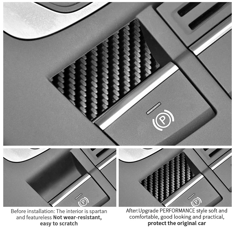 لأودي 8 فولت A3 S3 (2014-2019) الرياضة سيارة فرملة اليد زر مقبض الكسوة ألياف الكربون ملصق المضادة للخدش الداخلية ضبط الملحقات