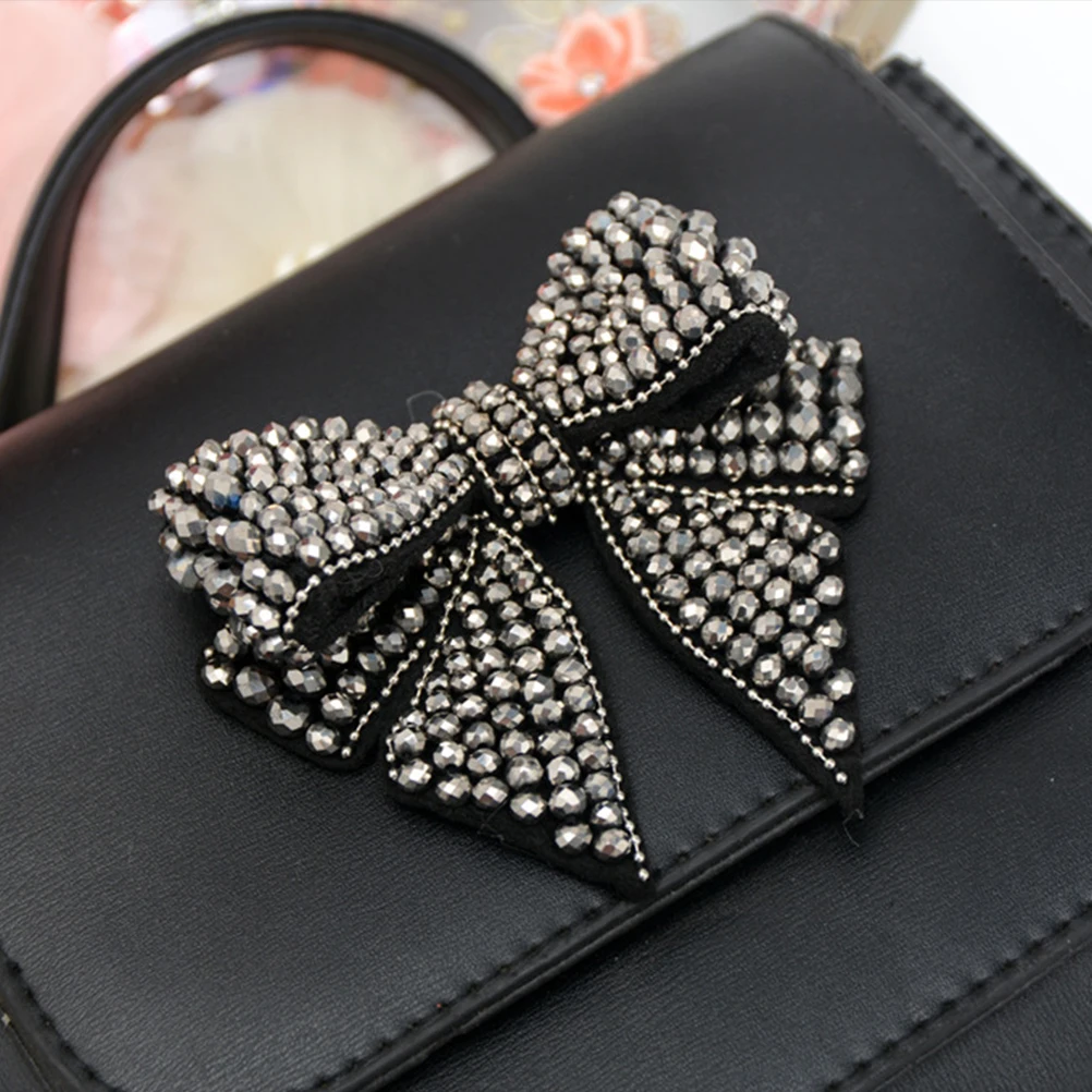 

1pc Decorative Bowknots Applique Cloth Patch for Shoes Clothing Sparkling Bag Adornment Lightweight Portable Daily Use