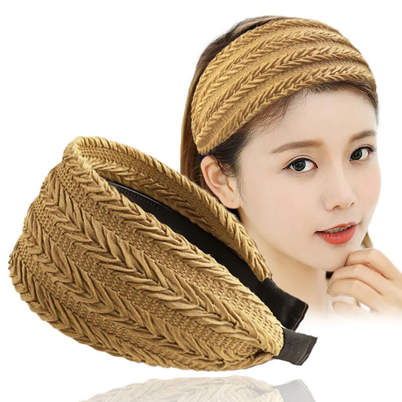 

Новая однотонная тканевая повязка на голову с широким краем, нескользящая повязка с зубчиками, модные женские аксессуары для волос