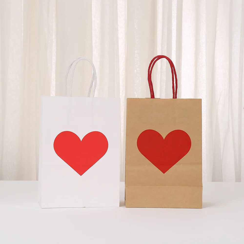 StoBag, Heart-Themed Gift Bags with Handles, ideal for Valentine’s Day, weddings, anniversaries, birthday party, add a logo