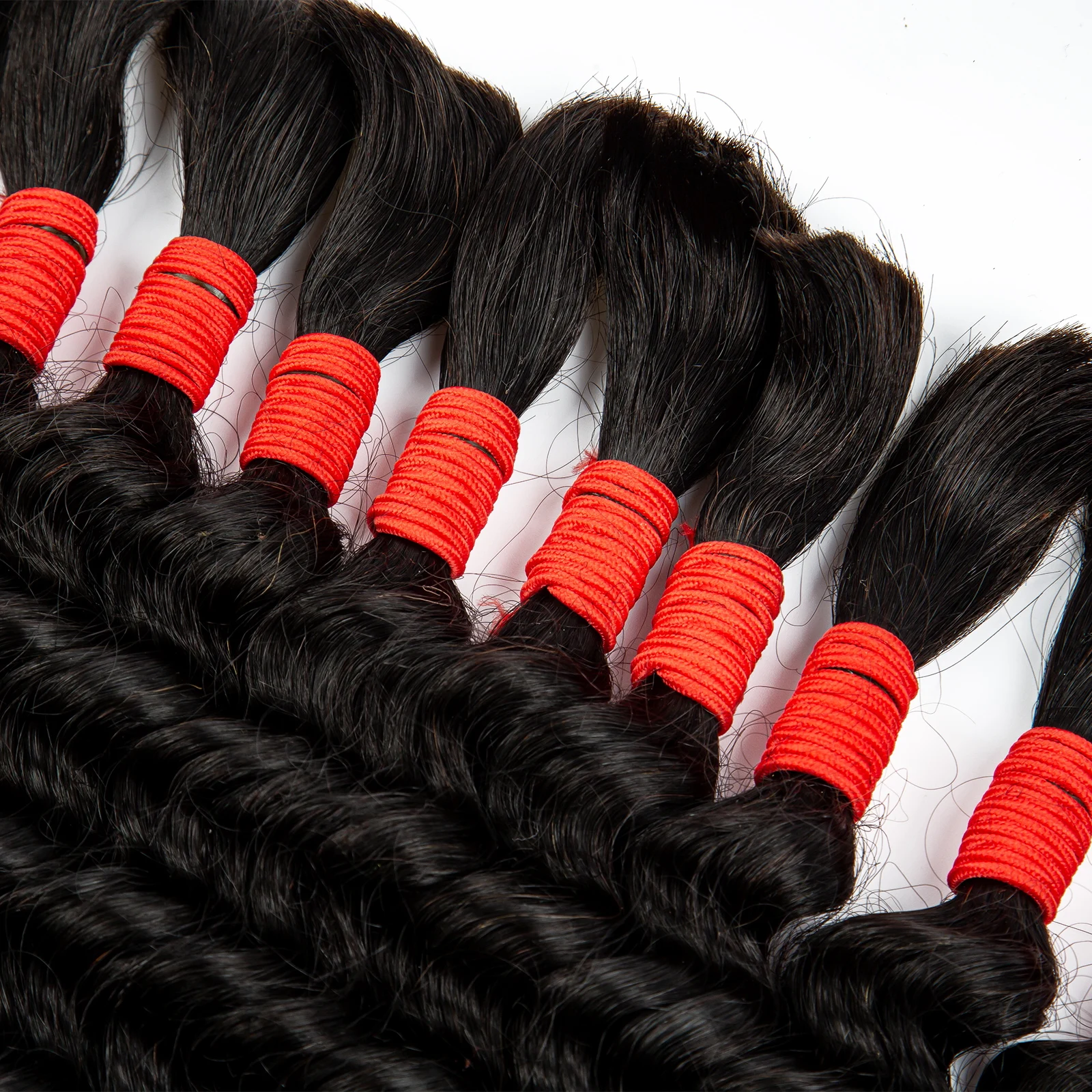 22 24 Zoll tief gewelltes Echthaar für Boho-Zöpfe, kein Schuss, gefärbt, 100 % 12A Echthaar, lockige Bulk-Extensions zum Flechten – Detail 24