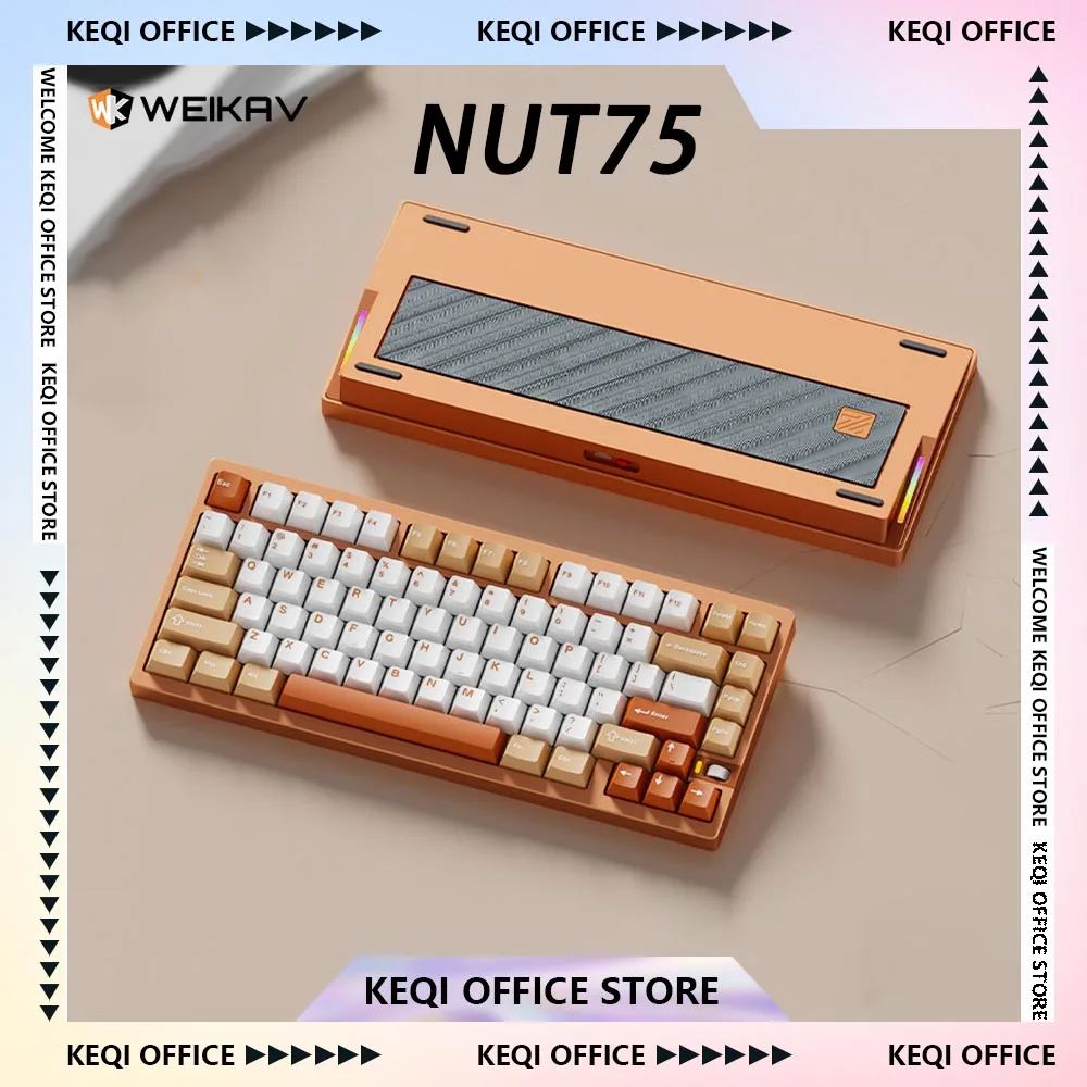 WEIKAV NUT75 Mechanical Keyboard Kits Aluminum Alloy Wireless 3-mode Dual 8K Low Latency E-sports Gaming Custom Keyboard gifts