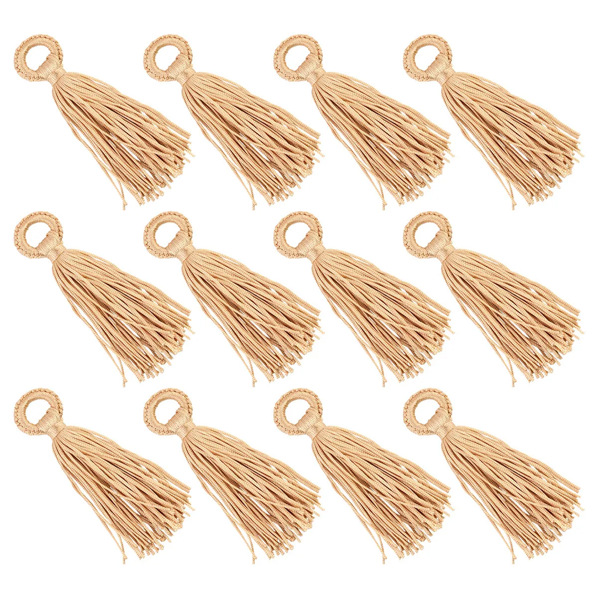 

12Pcs Small Tassel Spike Pendant DIY Jewelry Making Kit for Phone Charm Keyring Sweater Chain Decor Khaki Phone Charm