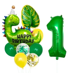 1set Happy Birthday Dinosaur Number Star Foil Balloons with Jurassic Theme Latex Balloon Children's Birthday Party Decorations