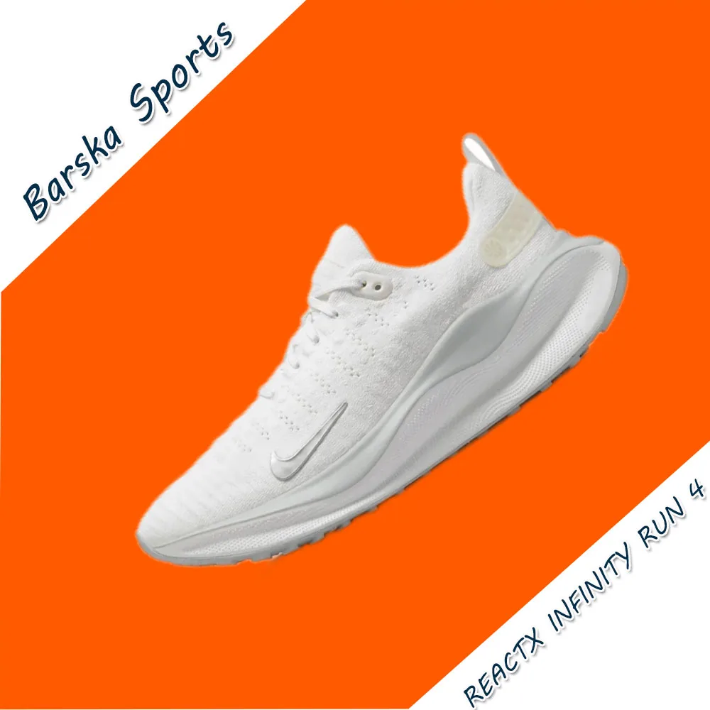 Nike React Infinity Run FLyknit 4 Low Men's Sneakers Lightweight cushioned running shoes Comfortable and wearable solid white