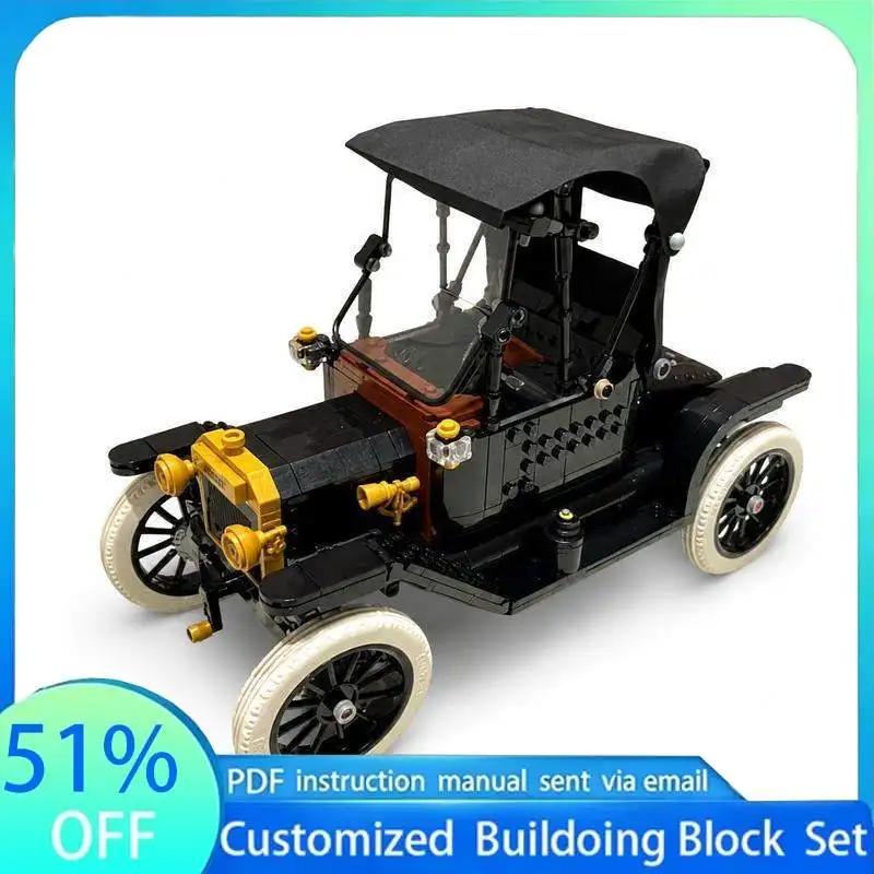 1073 Parts RC Vintage Car MOC Model Building Blocks With Power Motor Servo Steering DIY Assembly Toy Creative Gifts Collection