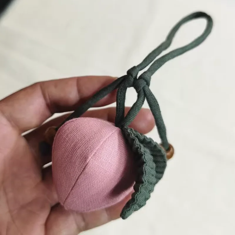 Bag Pendant Keychain Hand Sewn Peach Shaped Pendant For Man Or Woman Gift