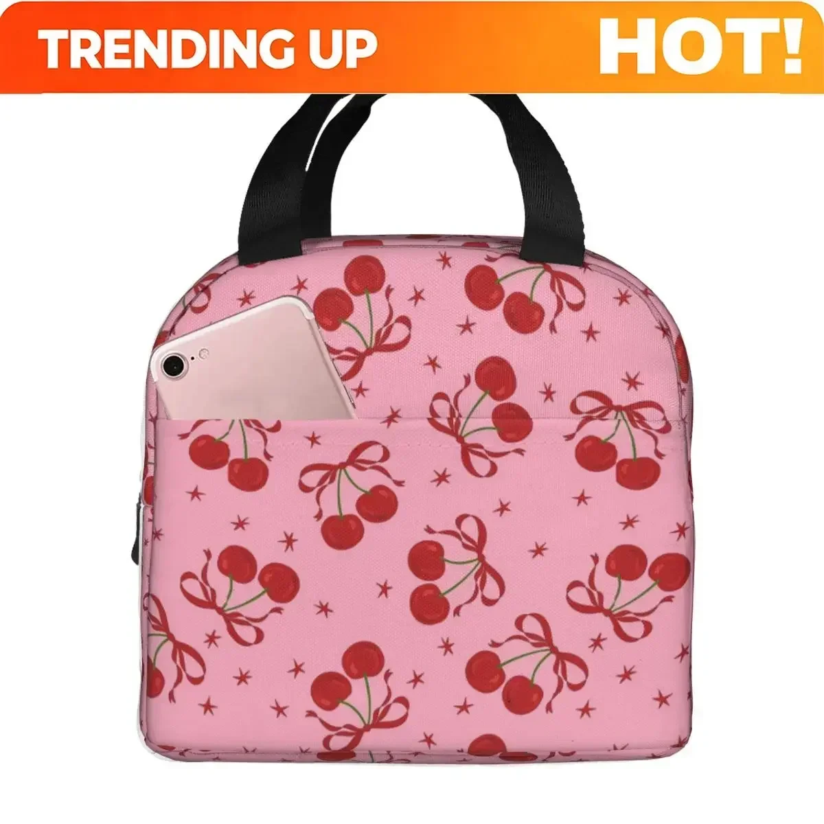 Custom Bag Custom Cherry Insulated Lunch Bag For Women Office Cooler Thermal Food Box Tote Leakproof Lunch Boxes Container